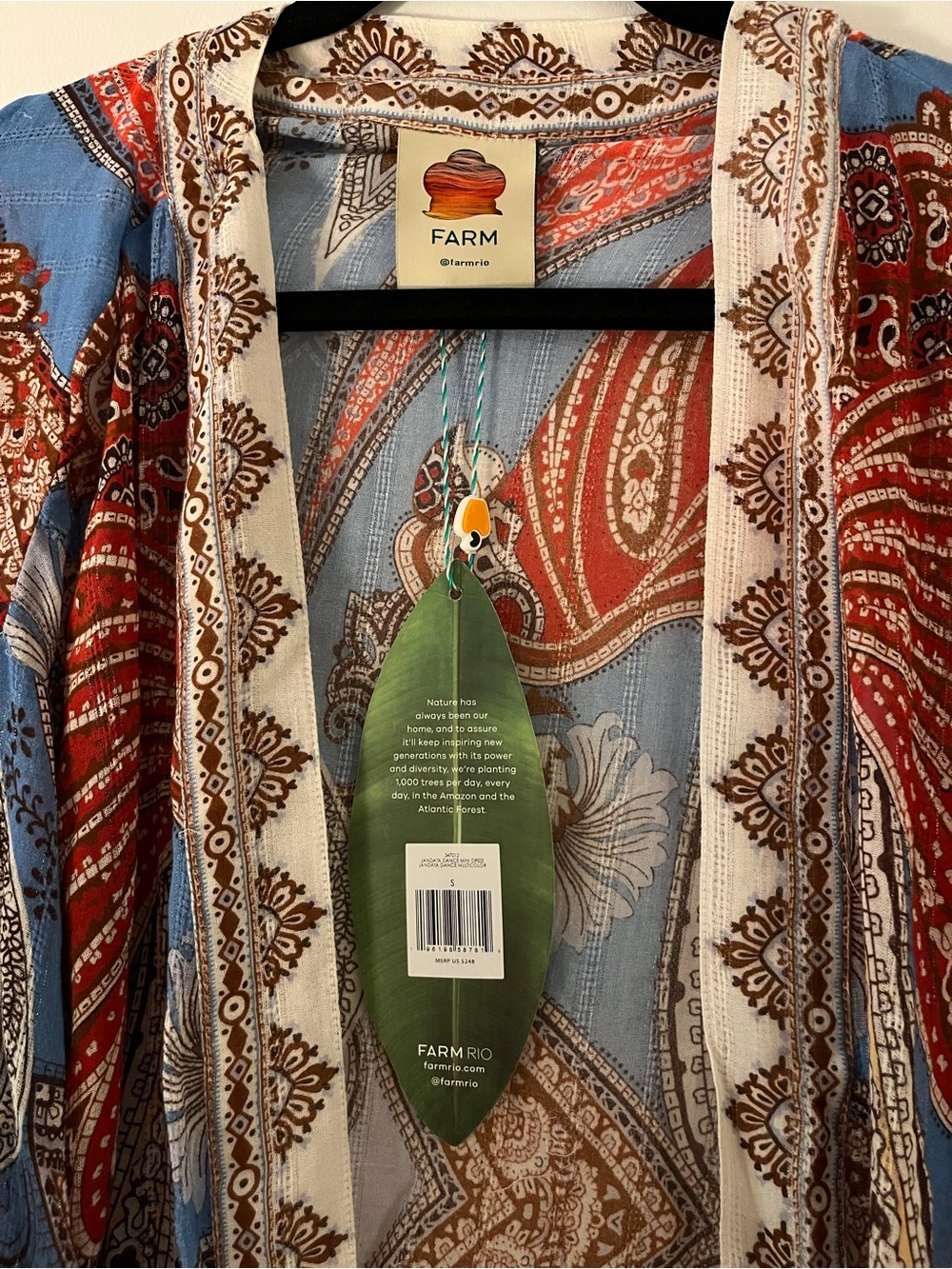 FARM Rio Blue & Red Cotton Printed Robe - Picture 5 of 9